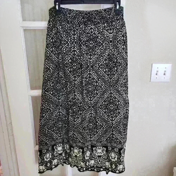 NWT Soft Surroundings Black Elastic Boho Drawstring Skirt Casual Size PM - Picture 2 of 10